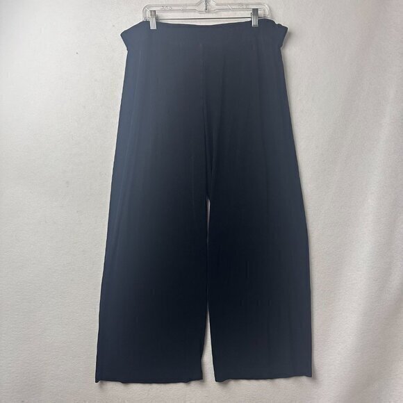 Chico's Travelers Wide Leg Pants size 3 short ( XL 16 18) Black Pull On slinky - Picture 2 of 4